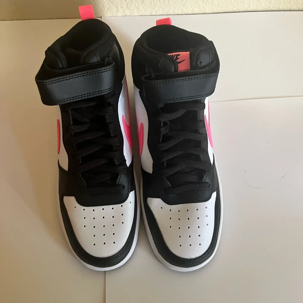 Nike Black, White & Pink Mid-Top Sneaker